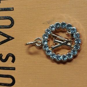 LV Gold and White Crystal Circle Pendant